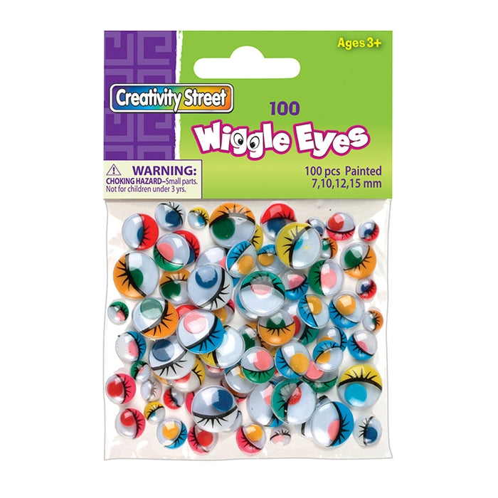 WIGGLE EYES ASST SIZE PAINTED 100PK