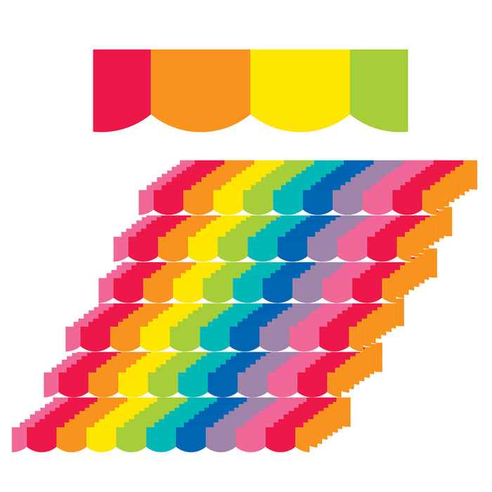 (6 PK) RAINBOW SCALLOPED BORDERS