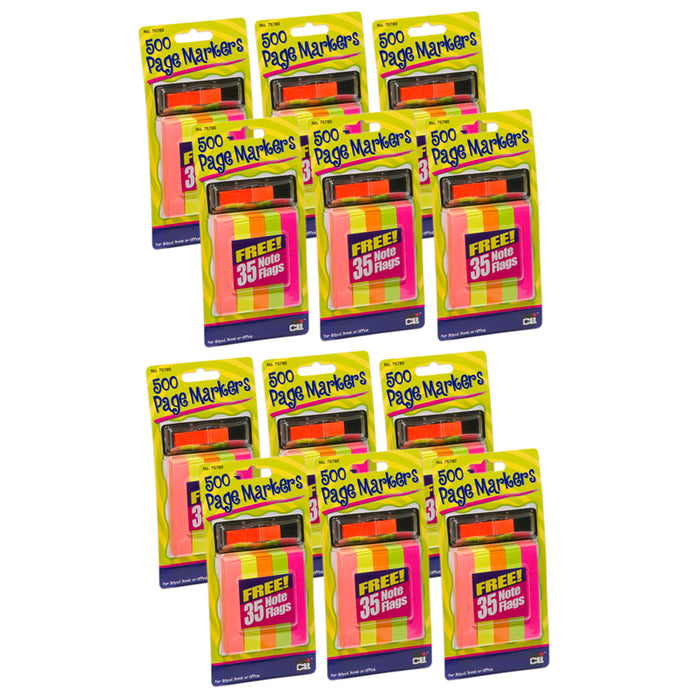 (12 PK) PAGE MARKERS 500 W/35 NOTE