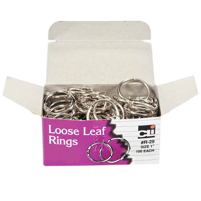 LOOSE LEAF RINGS 1IN 100/BOX