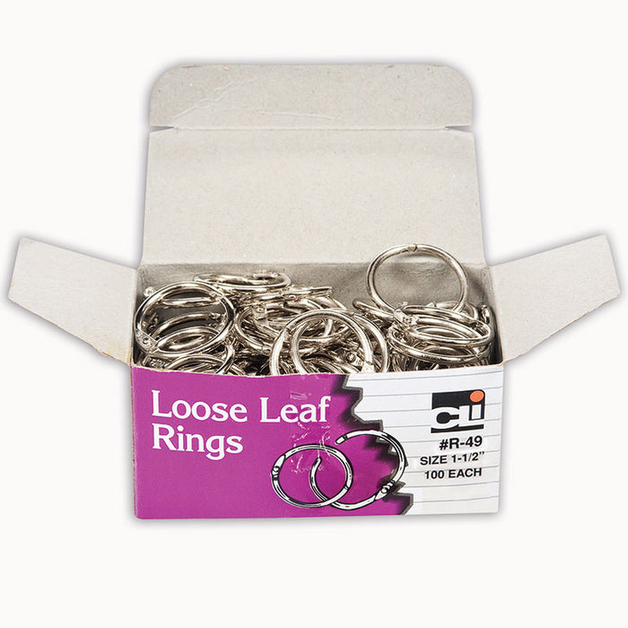 LOOSE LEAF BOOK RINGS 100/BOX 1 1/2