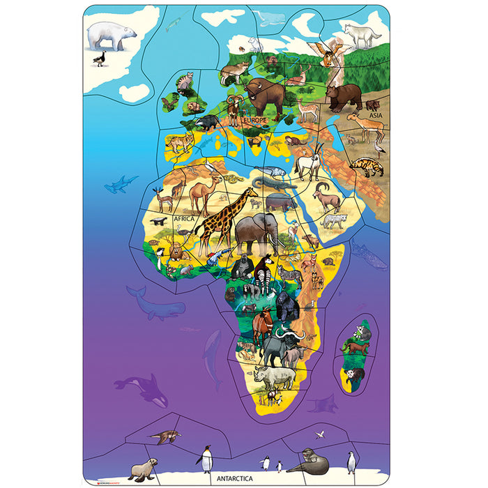 WILDLIFE MAP PUZZLE EURASIA  AFRICA