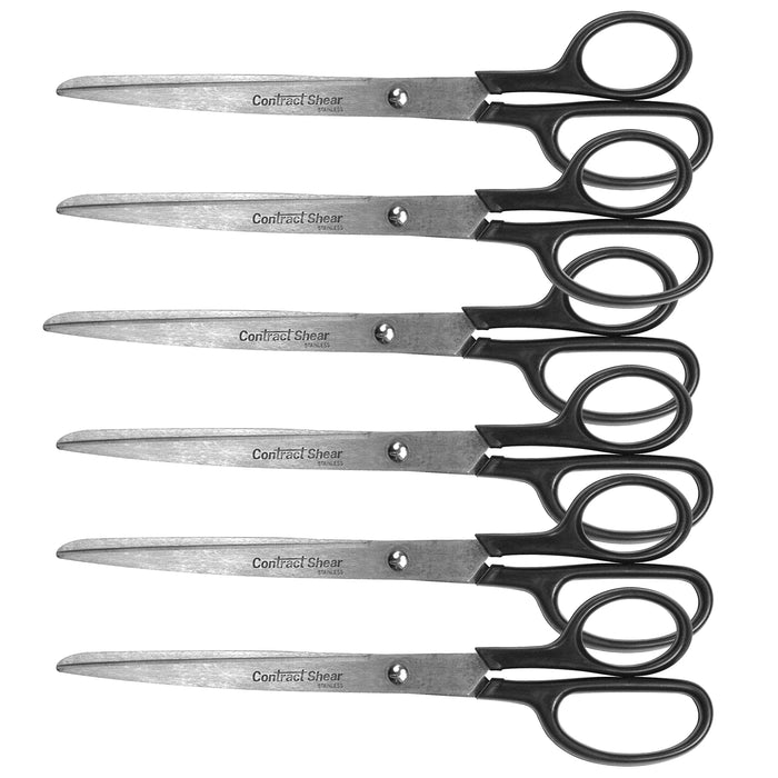 Contract Stainless Steel Scissors 9", Black, Pack of 6