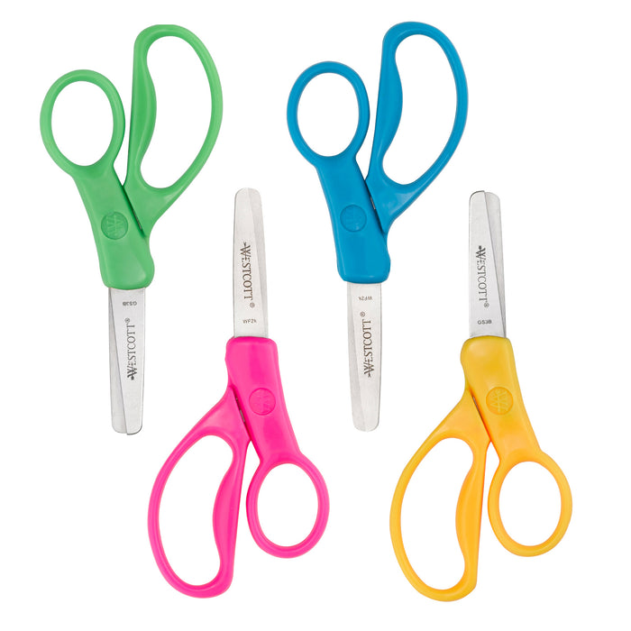School Left and Right Handed Kids Scissors, 5", Blunt, Colors Vary, Pack of 6