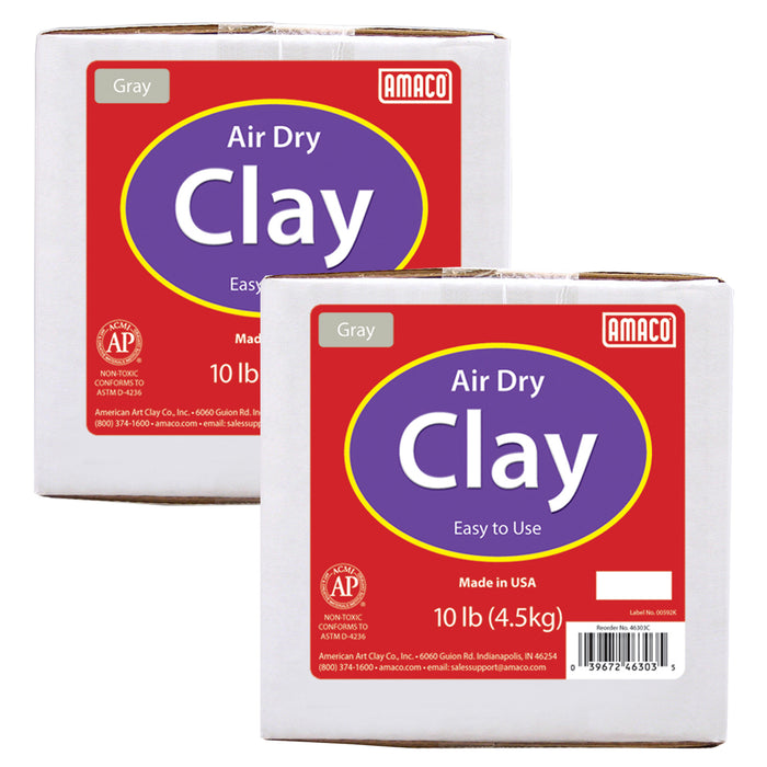 Air Dry Clay, Gray, 10 lbs. Per Box, 2 Boxes