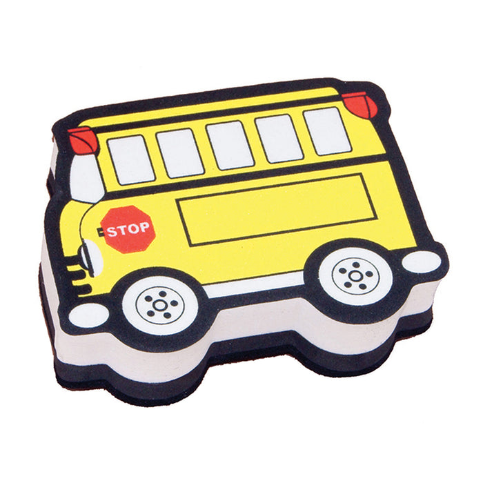 Magnetic Whiteboard Eraser, School Bus, Pack of 6