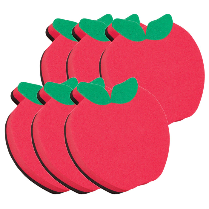 Magnetic Whiteboard Eraser, Apple, Pack of 6