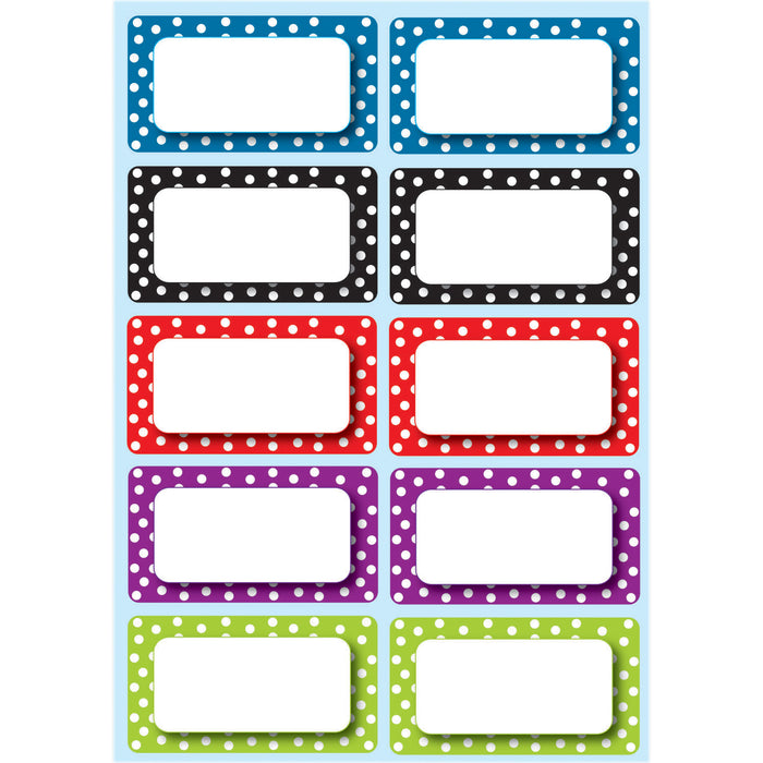 Die-Cut Magnetic Colorful Dots Labels-Nameplates, 10 Per Pack, 6 Packs