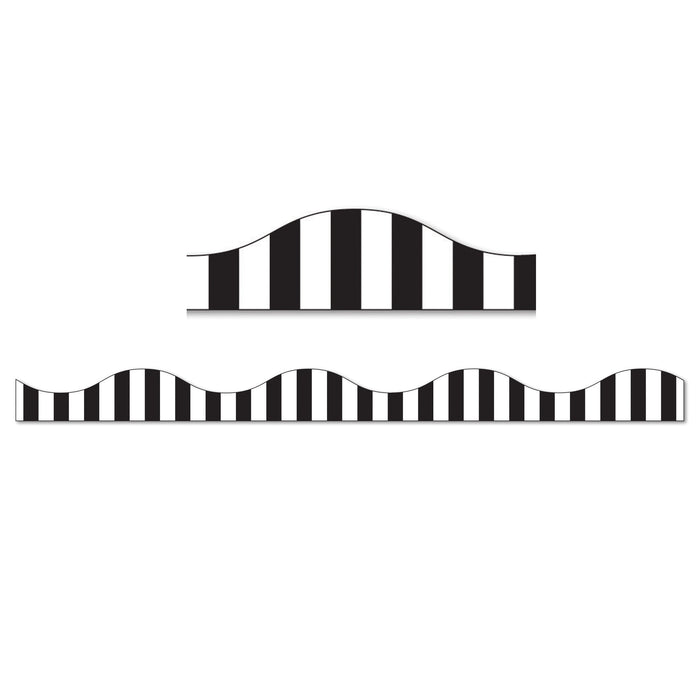 Magnetic Border, Black Vertical Stripes on White, 12' Per Pack, 6 Packs