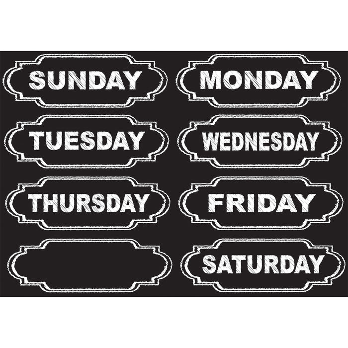 Die-Cut Chalkboard Days of the Week Magnets, 8 Per Pack, 6 Packs
