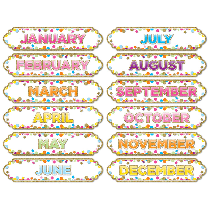 Magnetic Die-Cut Timesavers & Labels, Confetti Months of the Year, 6 Packs
