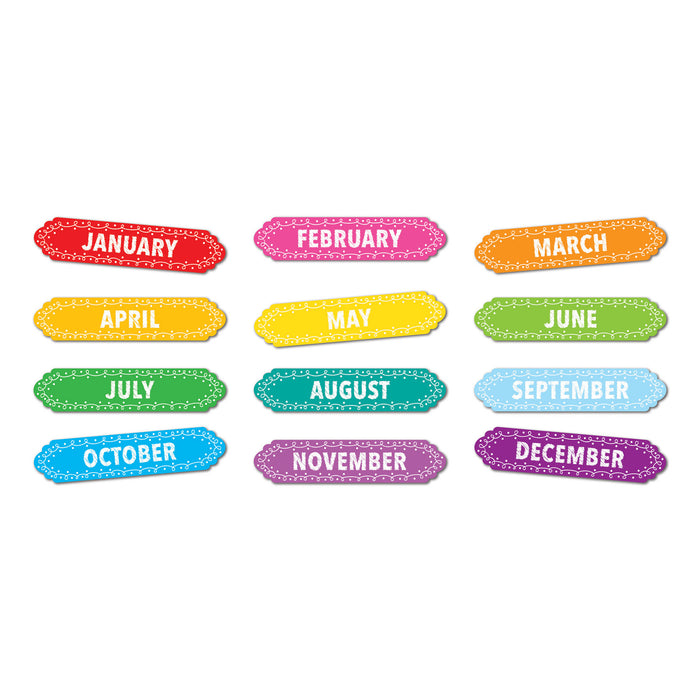 Magnetic Die-Cut Timesavers & Labels, Months of the Year, Chalk Loops, 12 Per Pack, 3 Packs