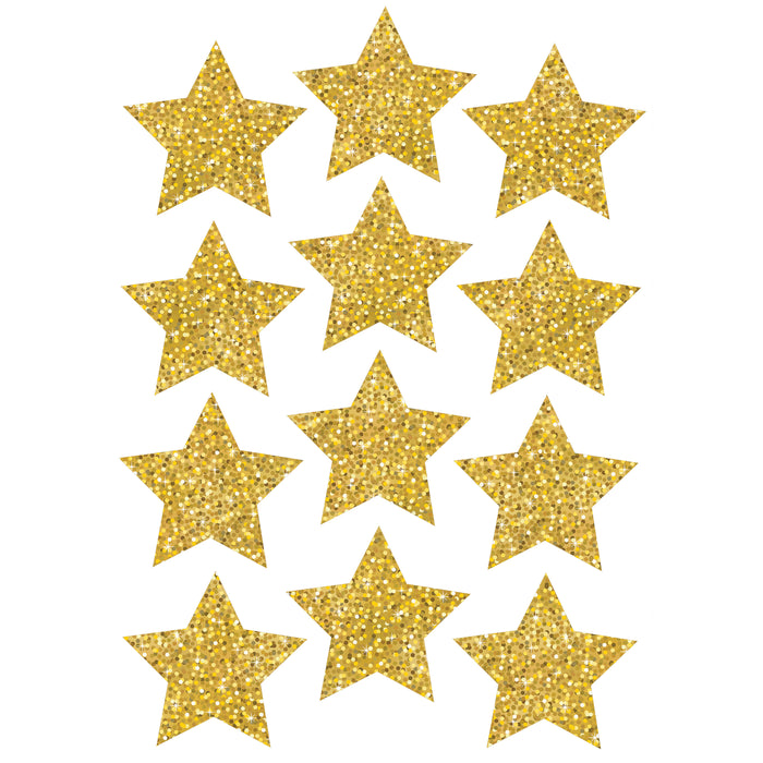 Die-Cut Magnets, 3" Gold Sparkle Stars, 12 Per Pack, 6 Packs