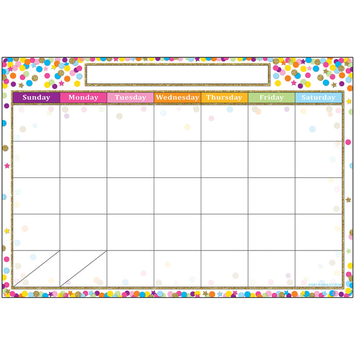 Smart Poly™ Chart, 13" x 19", Confetti Calendar, Pack of 6