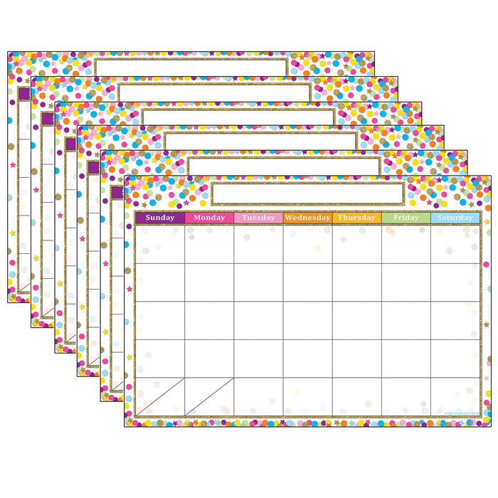 Smart Poly™ Chart, 13" x 19", Confetti Calendar, Pack of 6