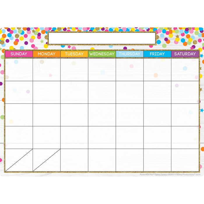 Smart Poly® Single Sided PosterMat Pals® Space Savers, Calendar Confetti Style, 13" x 9.5", 12 Per Pack