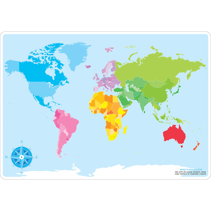 10PK WORLD MAP LEARN MAT 2 SIDED