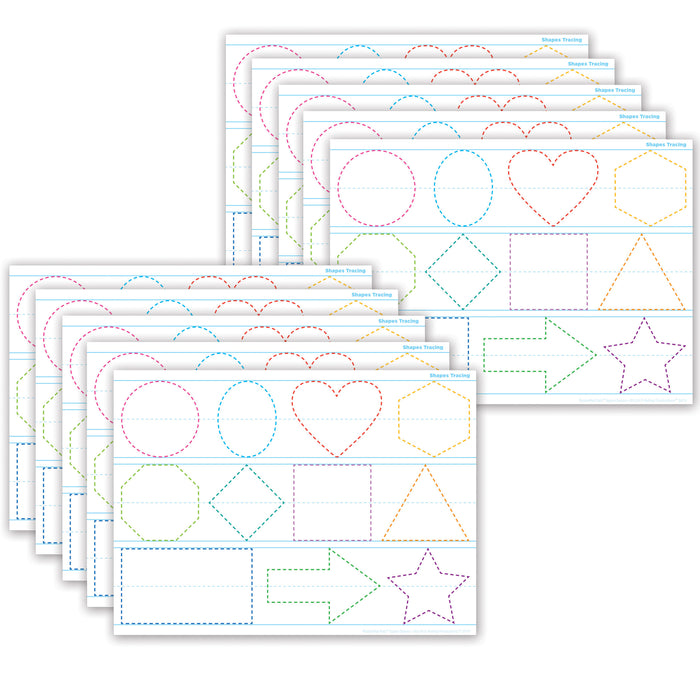 Smart Poly® PosterMat Pals™ Space Savers, 13" x 9-1-2", Shapes Tracing, Pack of 10