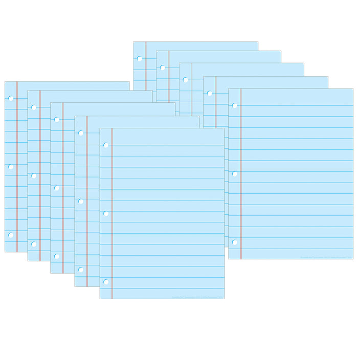 Smart Poly® PosterMat Pals™ Space Savers, 13" x 9-1-2", Blue Notebook Paper, Pack of 10