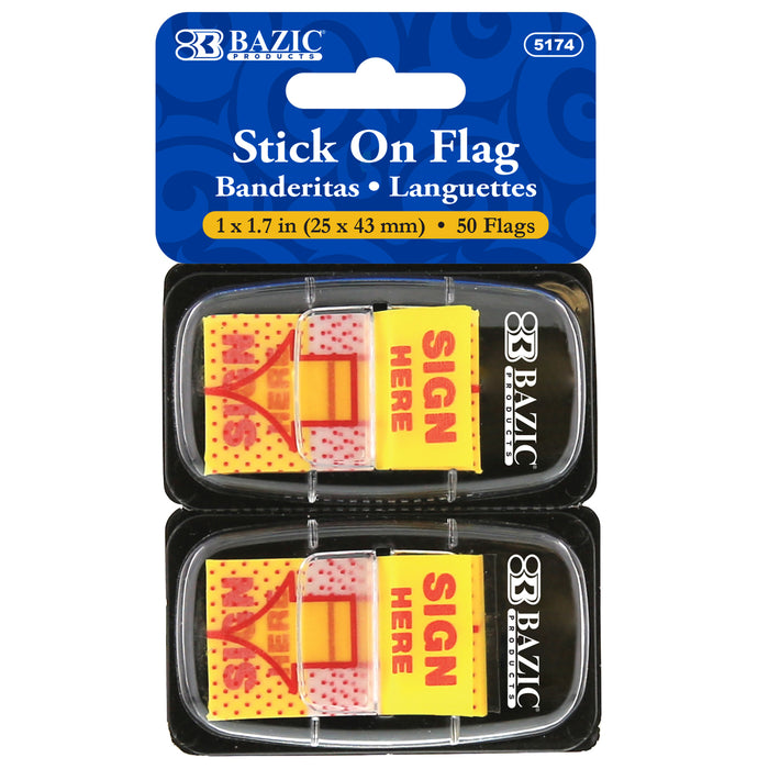 (12 PK) 1IN YELLOW SIGN HERE FLAGS