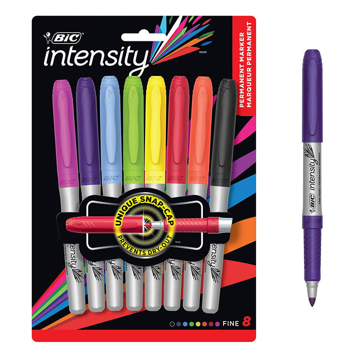 Intensity Permanent Marker, Fine Point, Assorted Colors, 8 Per Pack, 3 Packs