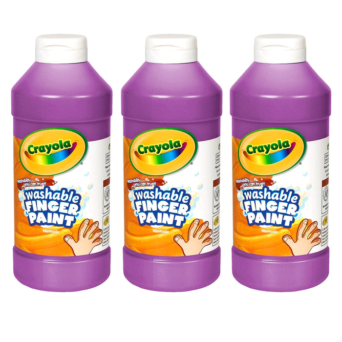 Washable Finger Paint, Violet, 16 oz. Bottle, Pack of 3