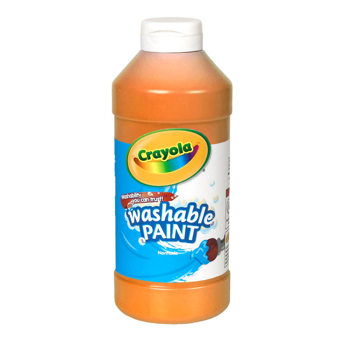 Washable Paint, Orange, 16 oz. Bottles, Pack of 6