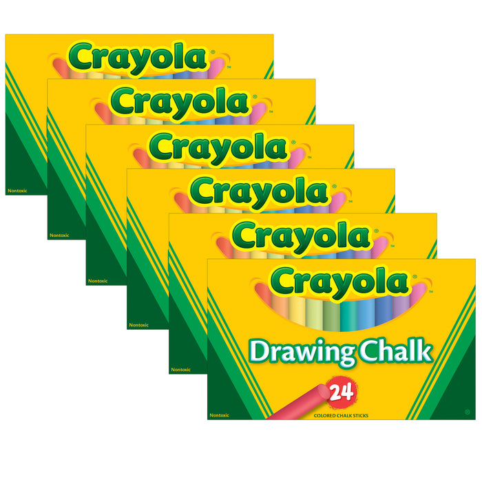 Drawing Chalk, Assorted Colors, 24 Per Box, 6 Boxes
