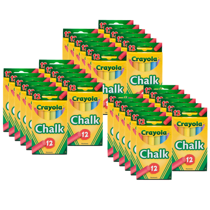 Multi-Colored Children's Chalk, 12 Per Box, 36 Boxes