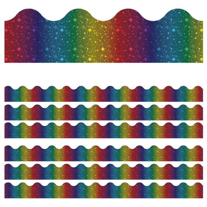 (6 PK) RAINBOW FOIL SCALLOPED