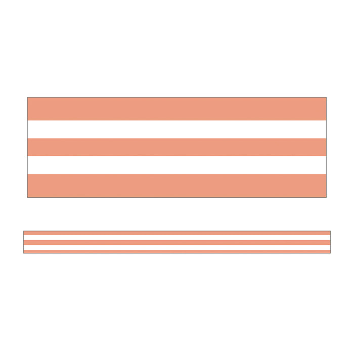 Simply Stylish Coral & White Stripes Straight Borders, 36 Feet Per Pack, 6 Packs