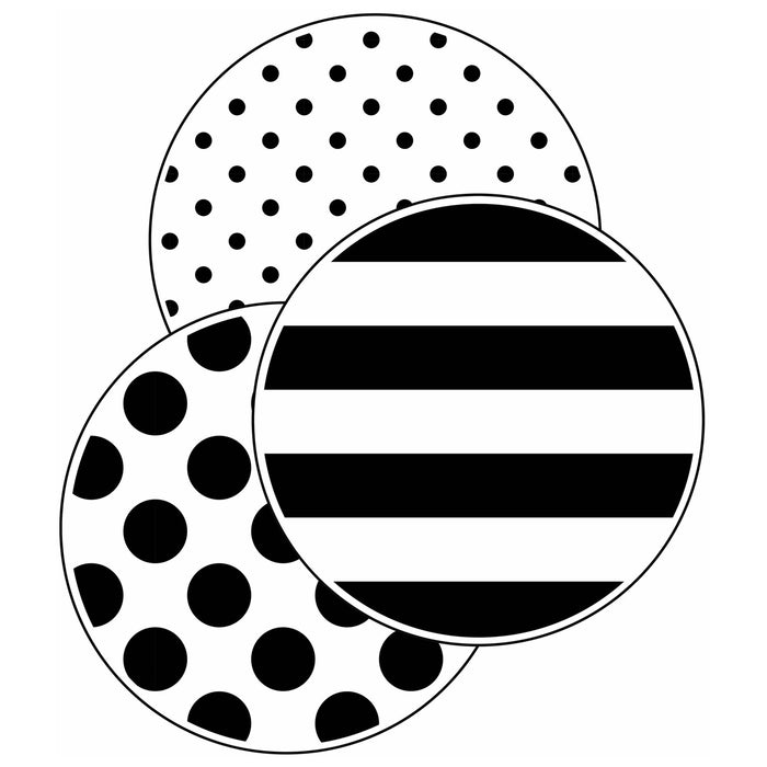 Black, White & Stylish Brights Designer Dots Cut-Outs, 36 Per Pack, 3 Packs