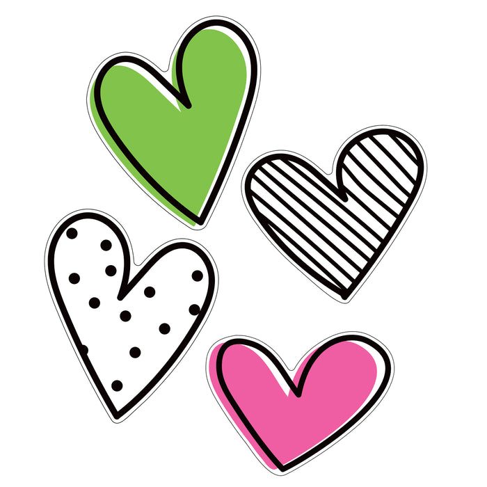 Kind Vibes Jumbo Doodle Hearts Cut-Outs, 12 Per Pack, 3 Packs