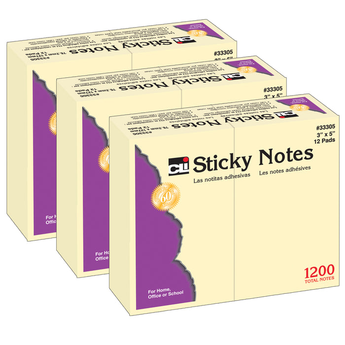 (3 PK) STICKY NOTES 3X5 PLAIN