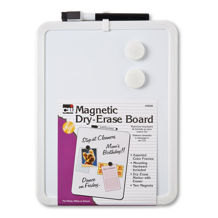 Framed Magnetic Dry Erase Board with Marker & Magnets, Assorted Colors, 8.5" x 11", Pack of 4