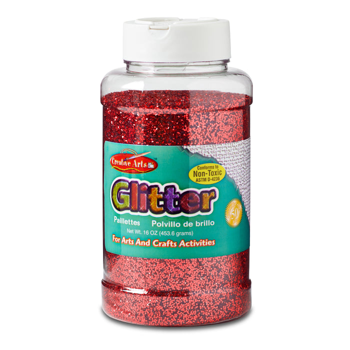 (3 EA) GLITTER 16 OZ BOTTLE RED