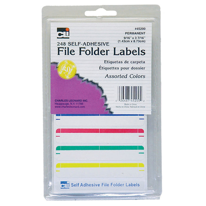 File Folder Labels, Assorted, 248 Per Pack, 12 Packs