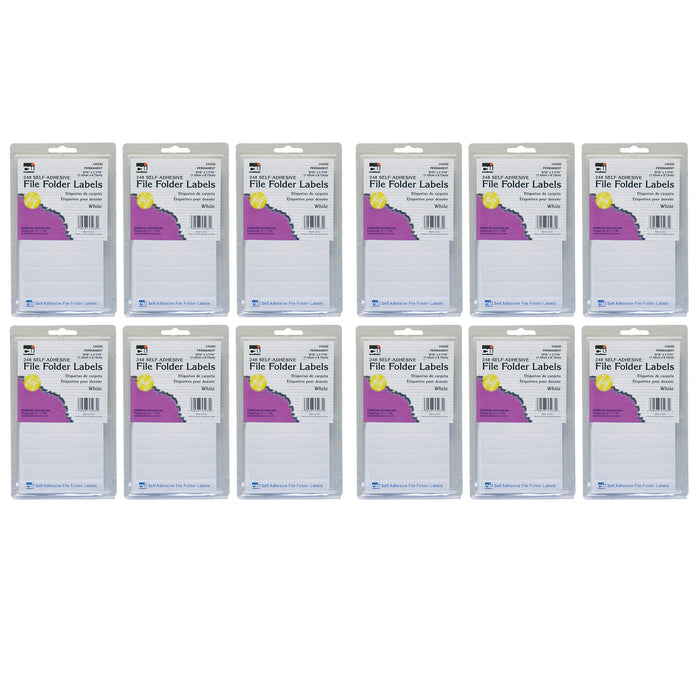 File Folder Labels, White, 248 Per Pack, 12 Packs