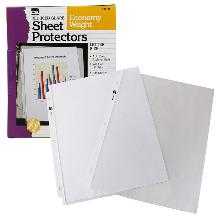 Sheet Protectors, Reduced Glare, Letter Size, Clear, 50 Per Box, 5 Boxes