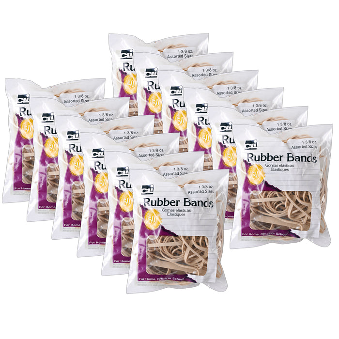 (12 PK) RUBBER BANDS NATURAL COLOR