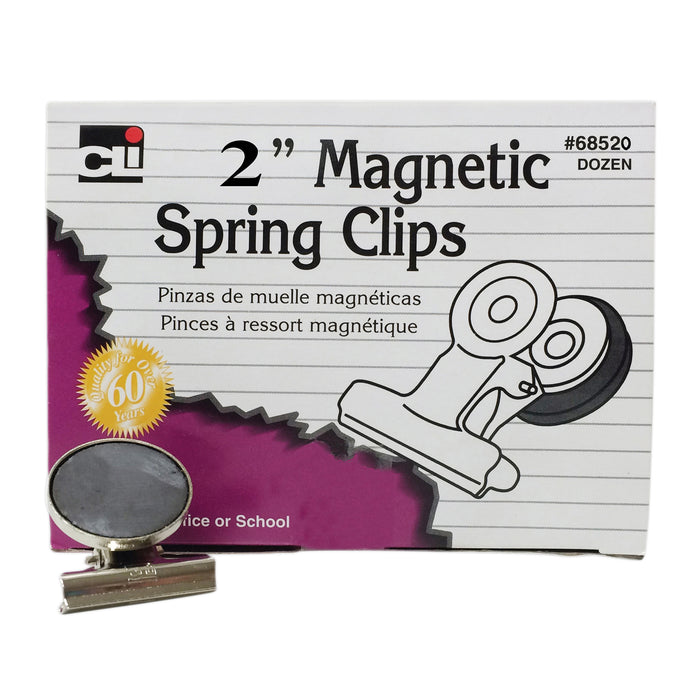 Magnetic Spring Clips, 2", 12 Per Box, 3 Boxes