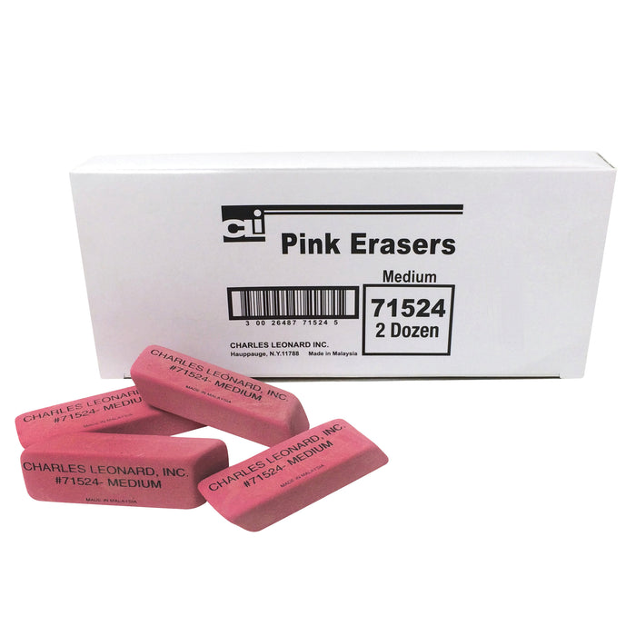 Medium Natural Rubber Pink Wedge Eraser, 24 Per Pack, 3 Packs