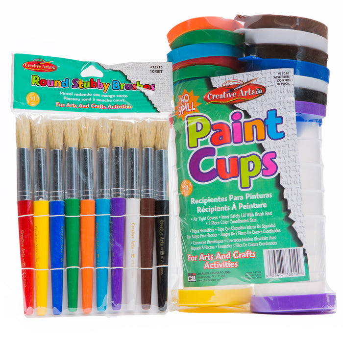 STUBBY BRUSHES AND PAINT CUP 10/ST