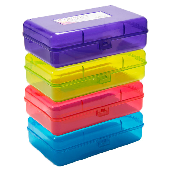 Translucent Pencil Boxes, Assorted Colors, Pack of 12