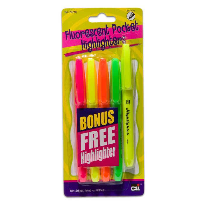 POCKET HIGHLIGHTERS 12 SETS OF 5