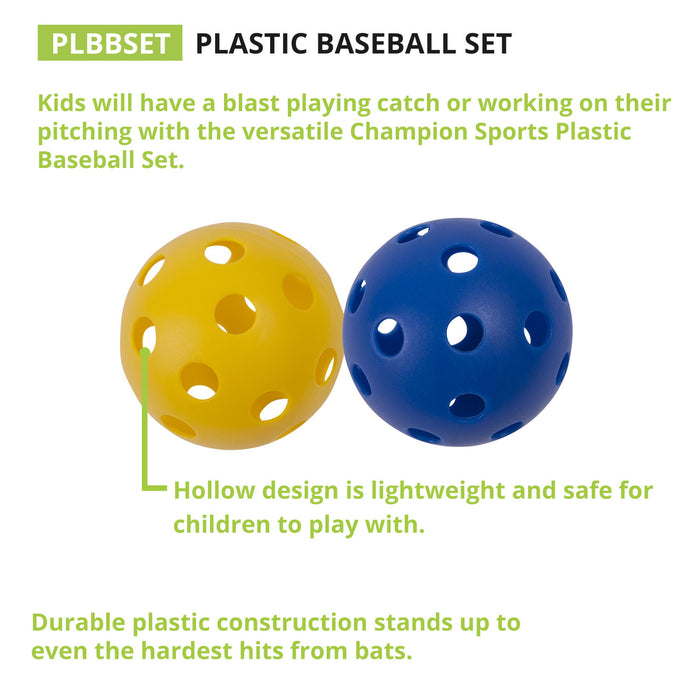 Plastic Baseballs, 6 Per Set, 3 Sets