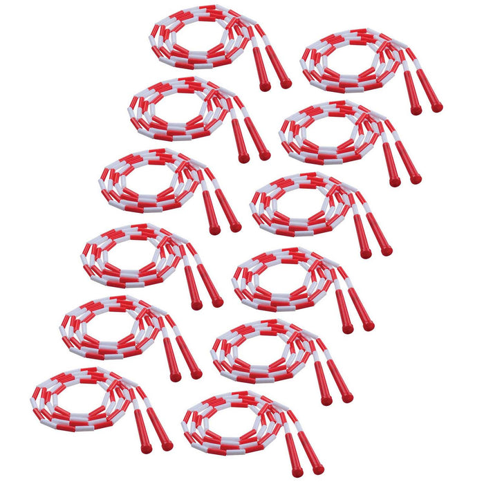Plastic Segmented Jump Rope 7', Red & White, Pack of 12