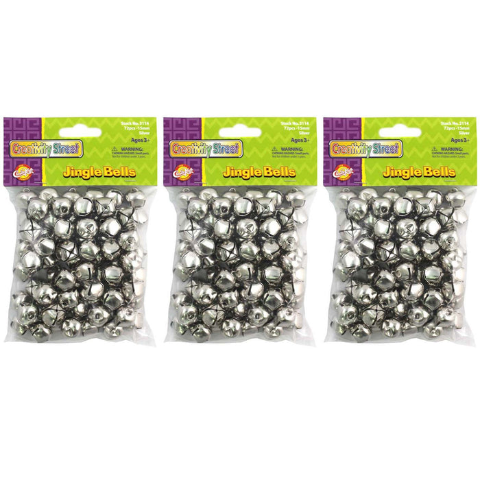 Jingle Bells, Silver, 5-8", 72 Per Pack, 3 Packs