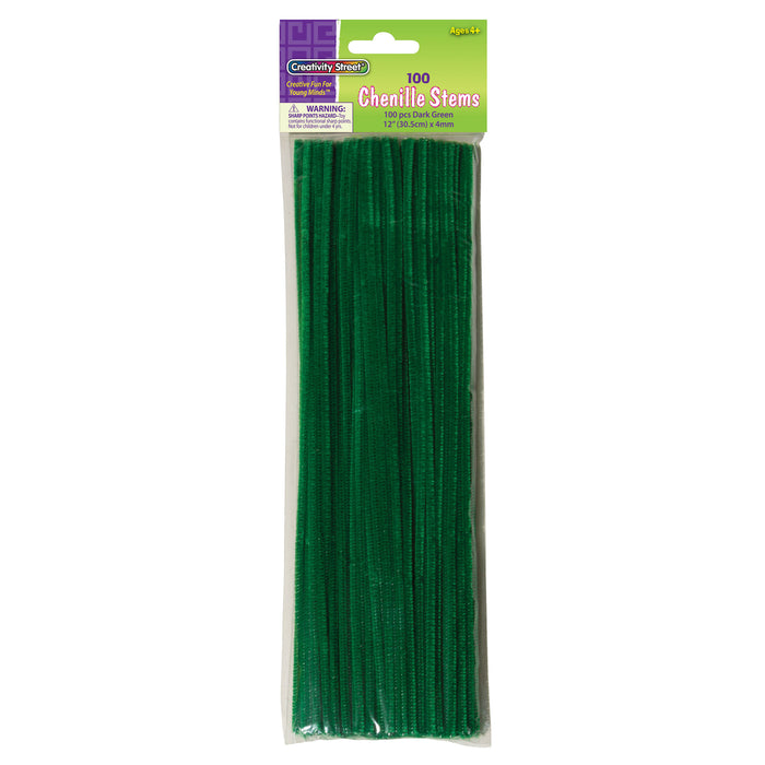 Regular Stems, Dark Green, 12" x 4 mm, 100 Per Pack, 12 Packs