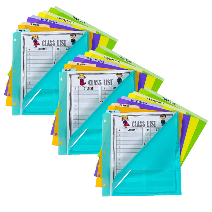5-Tab Index Dividers with Vertical Tab, Bright Color Assortment, 8-1-2 x 11, 3 Sets
